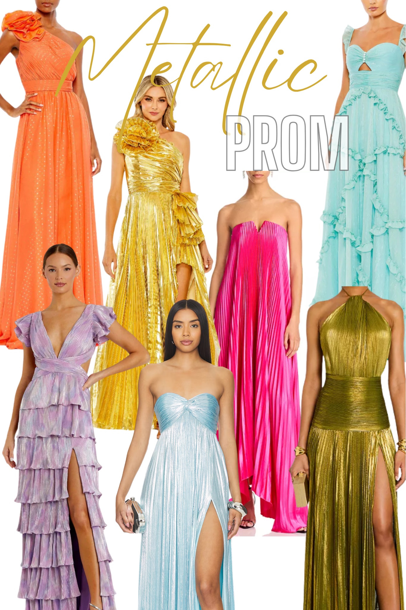 New Metallic Prom Dress curated idea boards | Maxi | Gown | Formal | Gold | Bronze | Silver | Shiny | Embellished | Sequin | Sequined | Strapless | Halter | Ruffle | Mermaid | Straight | Pleated | One Shoulder | Pleats | Ruffles | Criss Cross | Grecian | Pink | Coral | Purple | Lavender | Aqua | Light Blue | Floral | Light Pink

#LTKStyleTip #LTKWedding #LTKSeasonal
