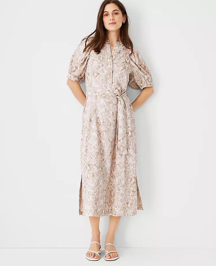 Snake Print Puff Sleeve Shirtdress | Ann Taylor | Ann Taylor (US)