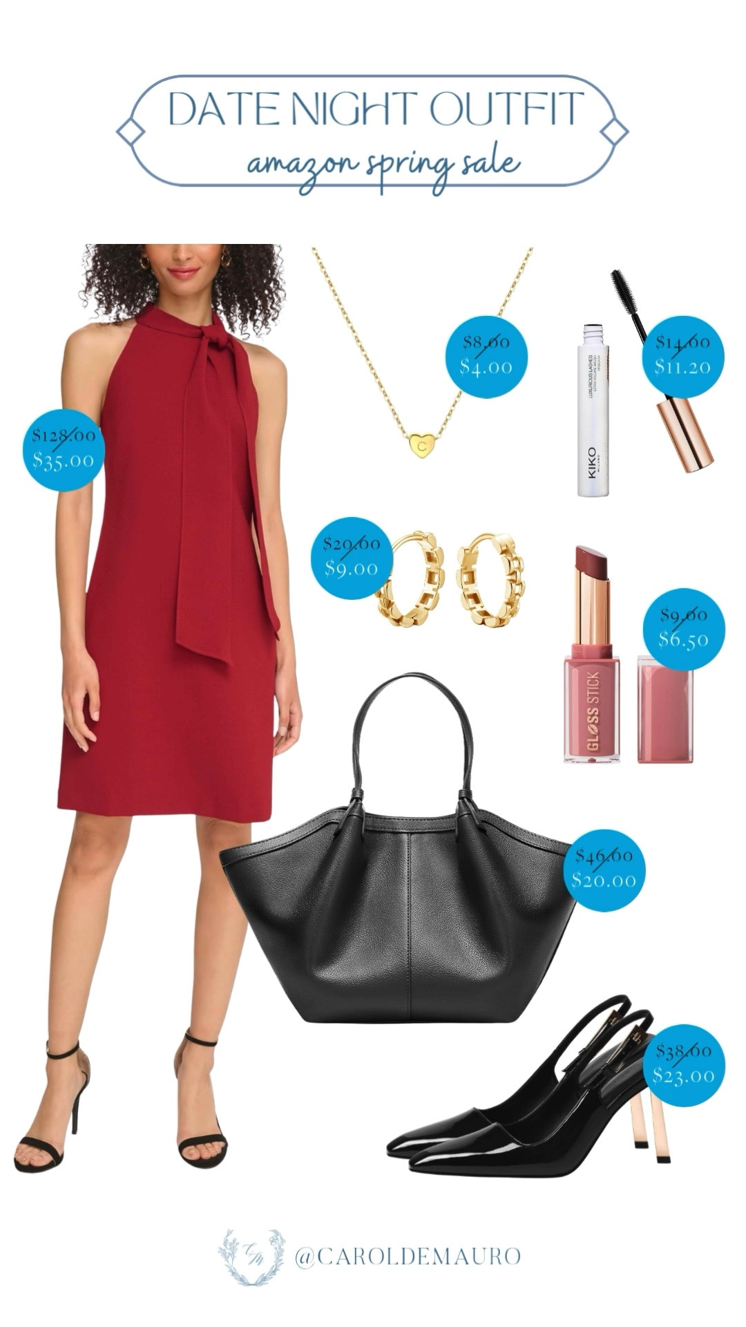 Putting together a full date night look doesn’t have to be expensive because Amazon Spring Sale is here! This red halter neck-tie dress is such a classic dress, especially when paired with some gold accessories and a sleek black tote and chic slingback heels all in half prices.

date night, outfit inspo, formal wear, nightout look, romantic style, red dress, affordable fashion, creator favorites 2026

#LTKSaleAlert #LTKSeasonal #LTKootd