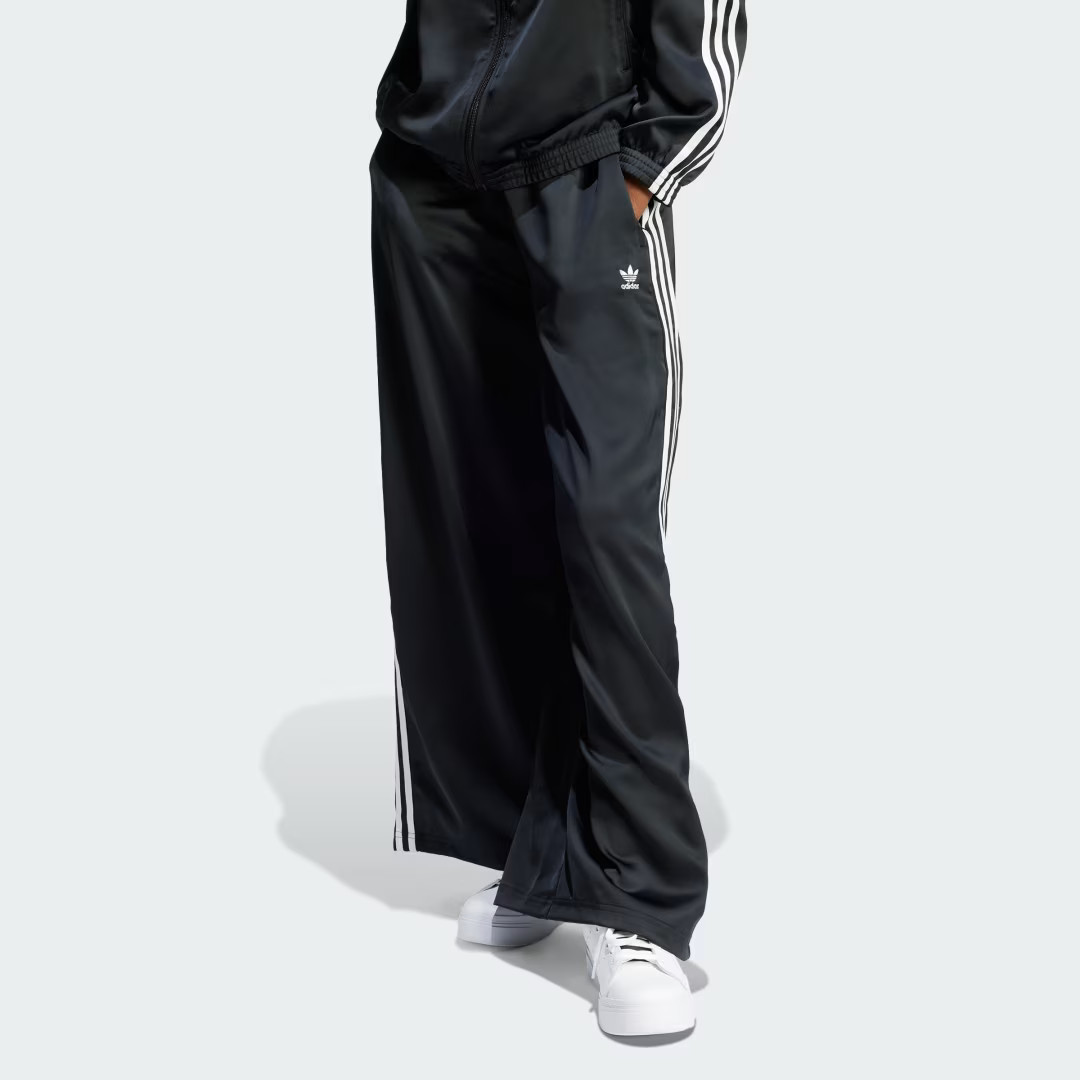 adidas Adicolor Satin Wide Leg Track Pants Black 16 Womens | adidas (US)