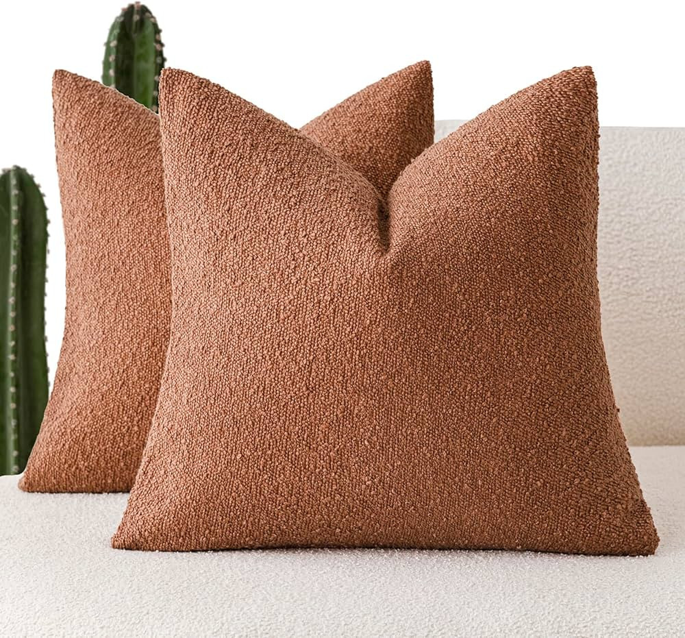 Foindtower Pack of 2 Textured Boucle Throw Pillow Covers Accent Solid Pillow Cases Decorative Coz... | Amazon (US)