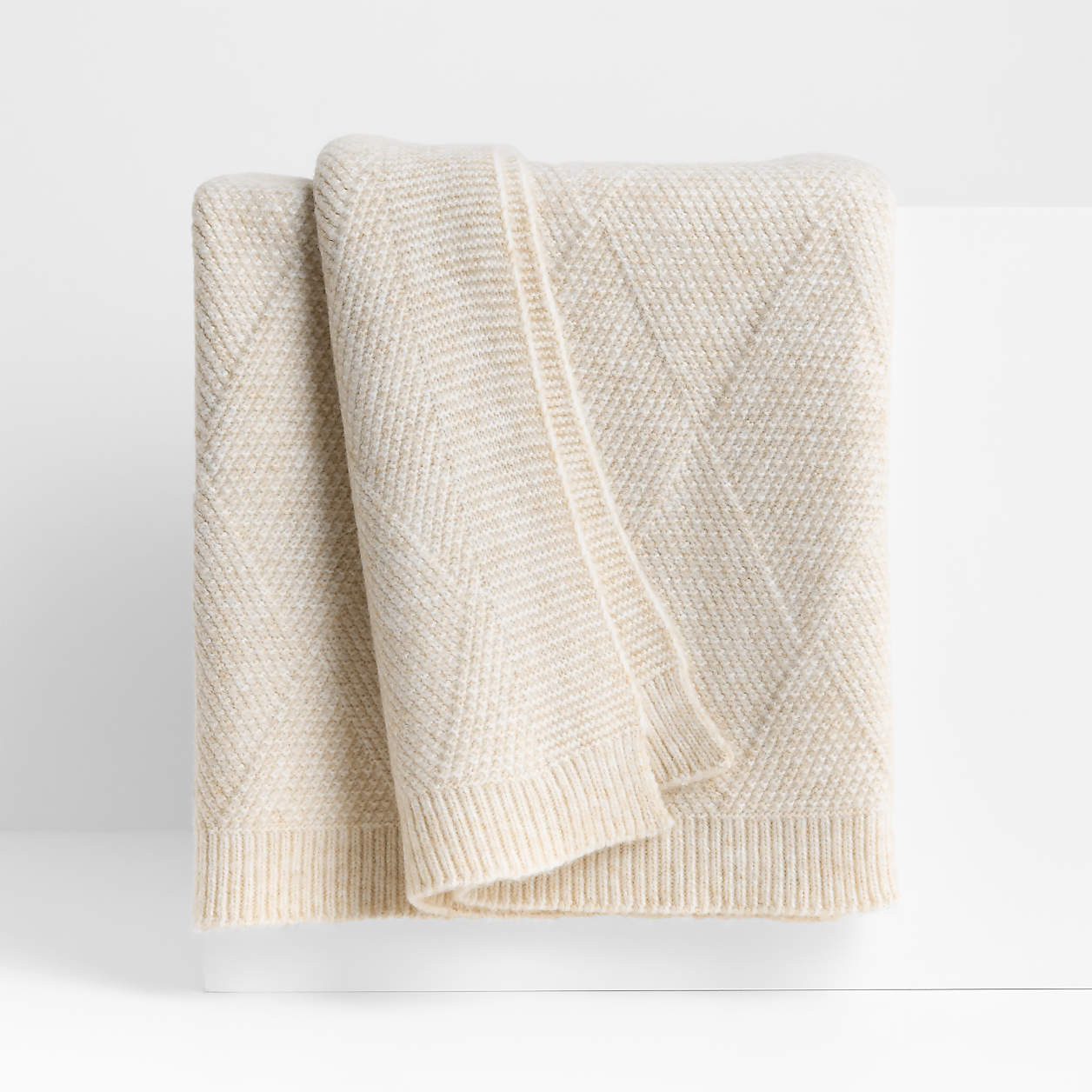 Diamond Knit 70"x55" Travertine Beige Throw Blanket + Reviews | Crate & Barrel | Crate & Barrel