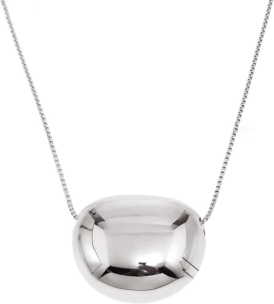 Pendant Necklace for Women Stylish Oval Bead Geometric Clavicle Chain | Amazon (US)