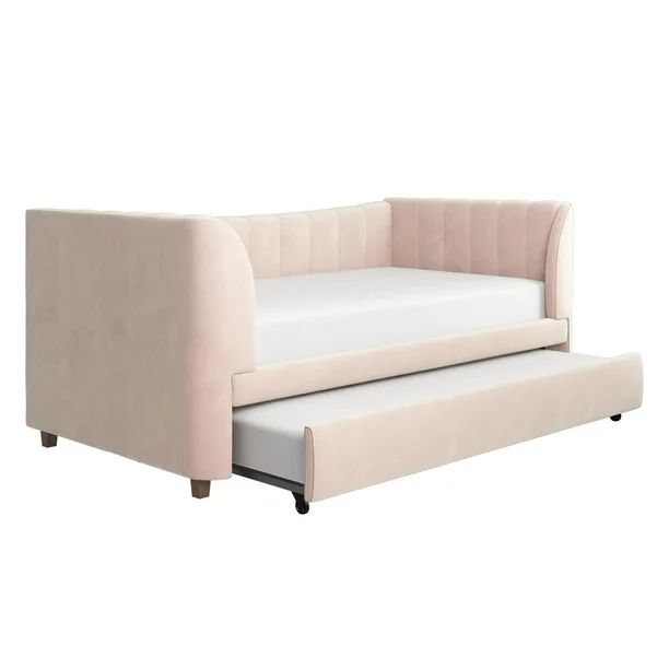 Little Seeds Valentina Upholstered Daybed with Trundle, Twin Size, Pink Velvet | Walmart (US)