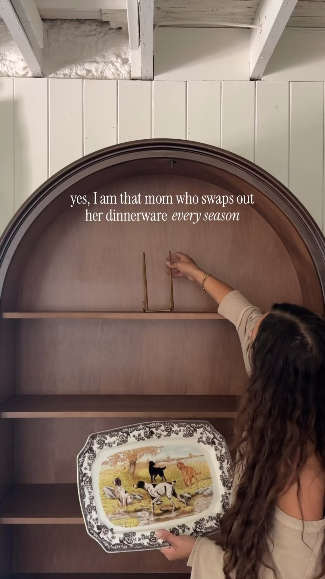 What can I say…-I’m a festive mama 🥹🤣 love changing up our dining room cabinet for the seasons. Found a few cute seasonal plates to mix in with some staples. Comment “DINNERWARE” if you want links to anything! Looks beautiful & is super functional, these are the plates we use every day! 

#hostingcabinet #hostingessentials #falldiningroom hosting cabinet, fall dinnerware, seasonal dinnerware