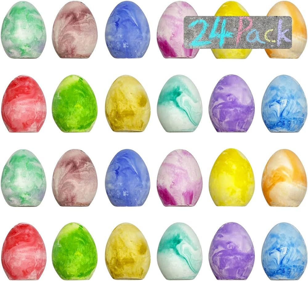Anditoy 24 Pack Colorful Easter Sidewalk Chalk Eggs for Kids Boys Girls Easter Basket Stuffers Gi... | Amazon (US)