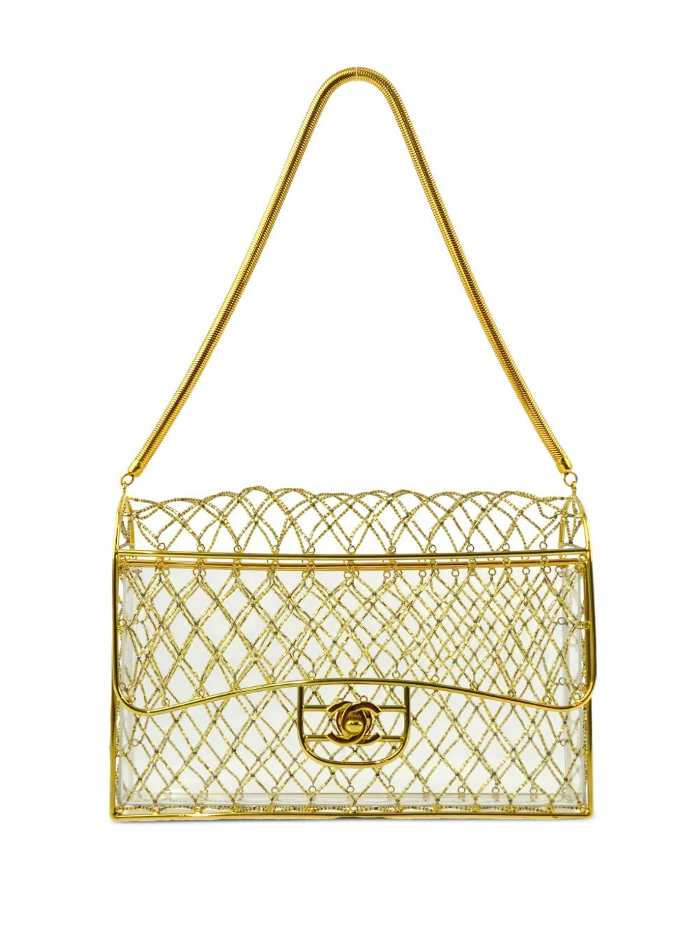 CHANEL Pre-Owned 1990-2000s Cage beaded shoulder bag - Gold | Farfetch Global