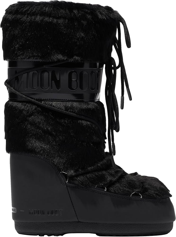 Amazon.com: Moon Boot Icon Faux Fur Insulated Slip On Unisex Snow Boots, M3.5-6, W4.5-7, Black : ... | Amazon (US)
