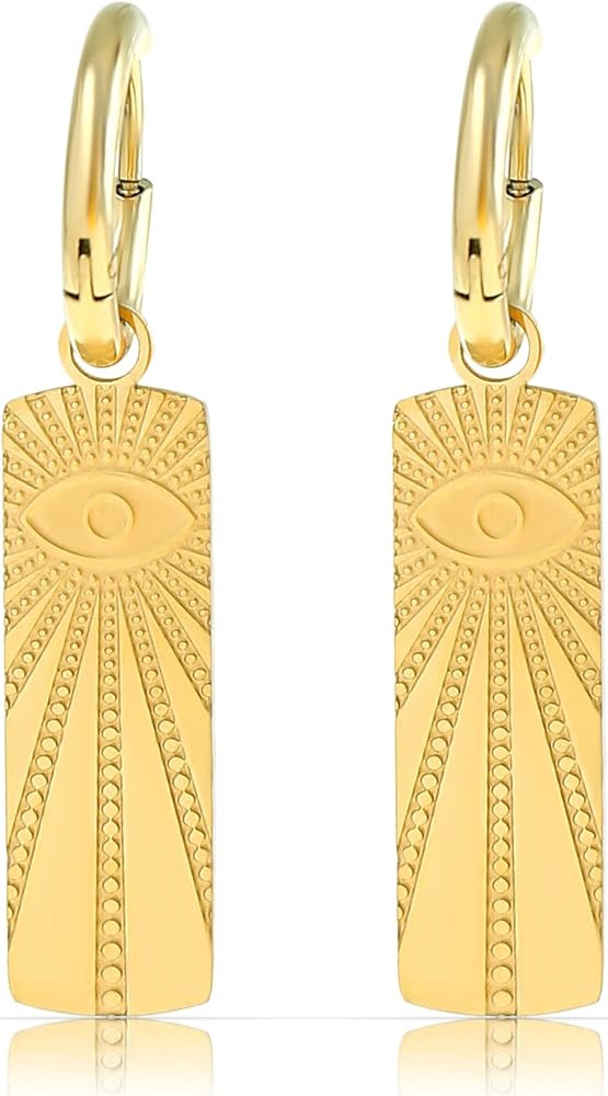 Made by Nami Set Statement Earrings Gold Hanging with Pendant and Evil Eye Sun Earrings Made of S... | Amazon (DE)