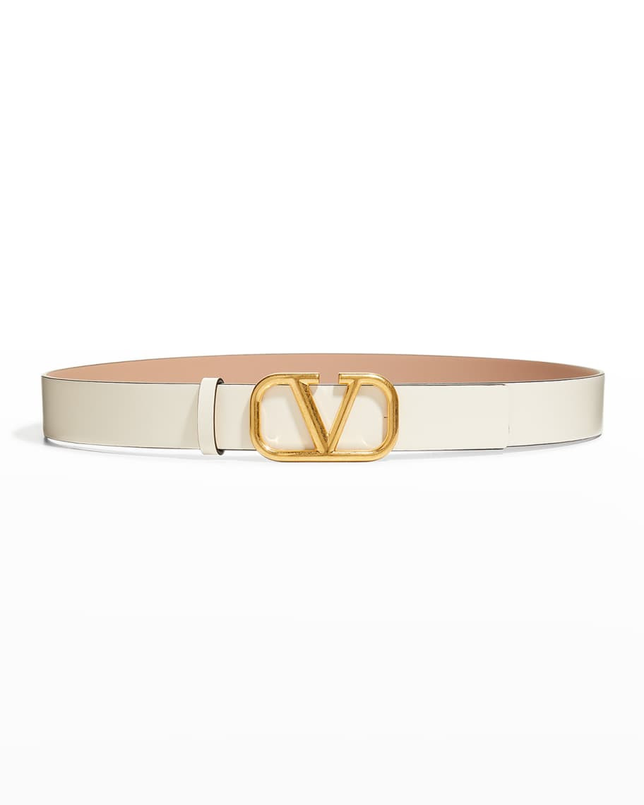 Valentino Garavani Reversible Leather Skinny Belt | Neiman Marcus