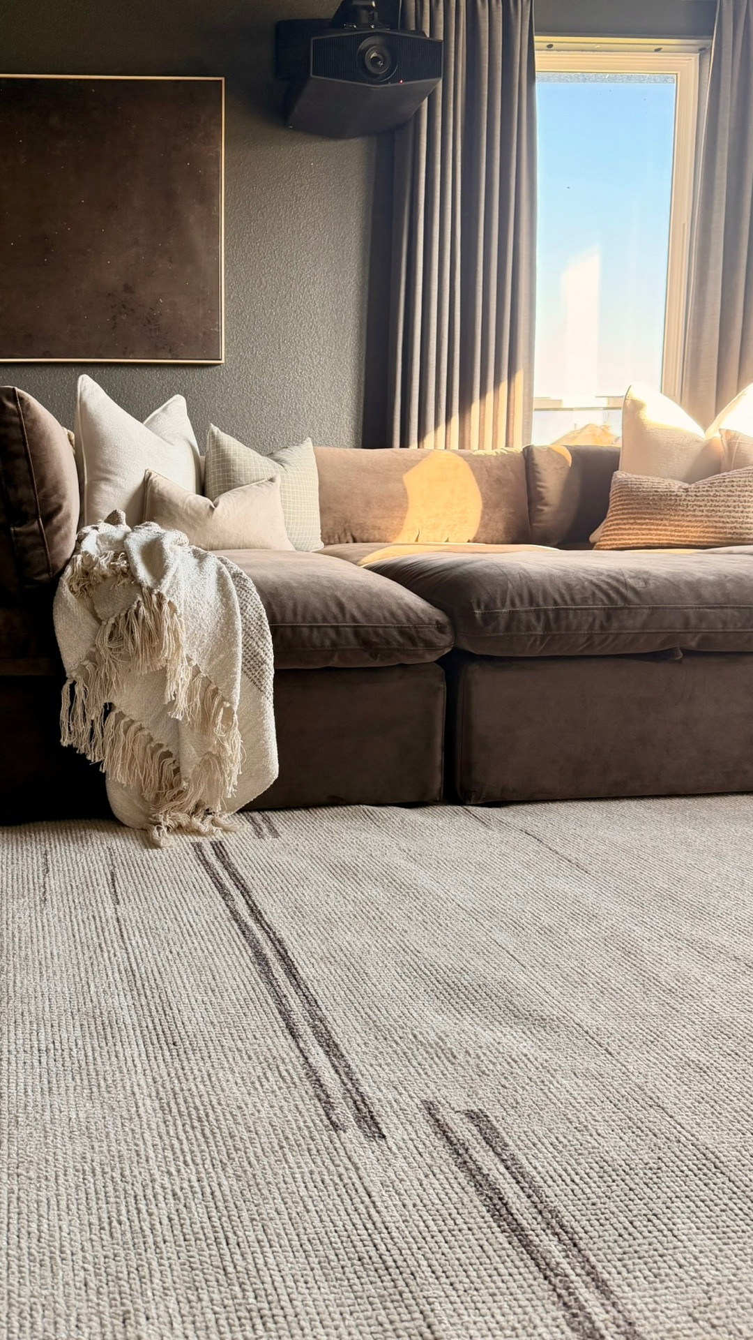 Movie nights just got an upgrade 🍫✨ 

In love with my new Bella Pit + storage ottoman in chocolate brown velvet from @bellamia.collections! It’s giving modern comfort meets cozy luxury. 🤎

#cozyhome #hometheater #hometheaterdesign #homedecor #velvetsofa 

#LTKSaleAlert #LTKStyleTip #LTKHome