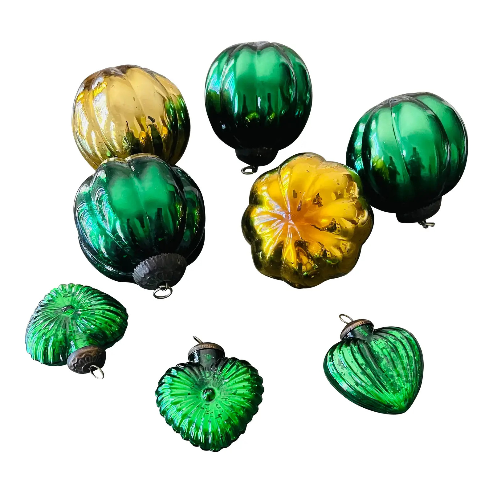 8 Boho 1970s Christmas Ornaments Balls | Chairish