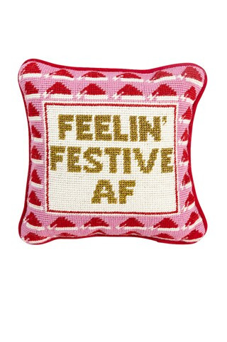 Furbish Studio Festive Af Needlepoint Pillow from Revolve.com | Revolve Clothing (Global)