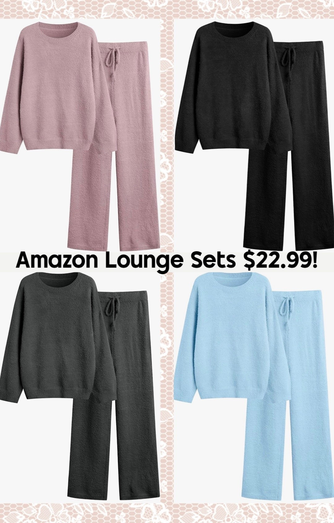 Fuzzy, comfy lounge sets are simply the best, and this ongoing favorite around here from Amazon is down to only $23.99 today - normally $45.99!! Use my code 8B346WVI for the deal. These run true to size, and are the softest material - it’s like being cozied up in your favorite blanket 🩷 

#LTKHome #LTKSaleAlert #LTKSpringSale