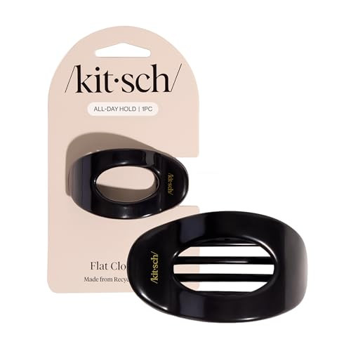 Kitsch Small Flat Claw Clips for Women - Stylish Flat Hair Clips, Strong Hold for Thick & Fine Hair | Non-Slip for Secure, Comfortable All-Day Wear | Ideal Gifts for Women - Black | Amazon (US)