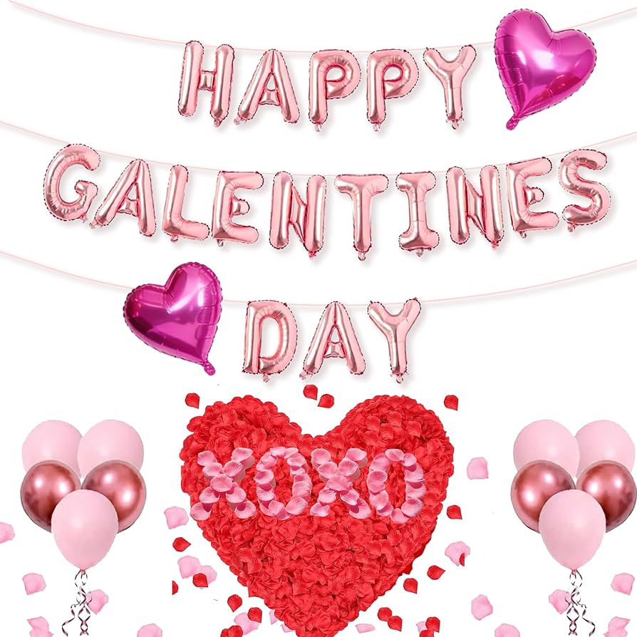 Happy Galentine's Day Balloons Decorations Letters Banner Women Lady 18" Heart Balloons Alphabet ... | Amazon (US)