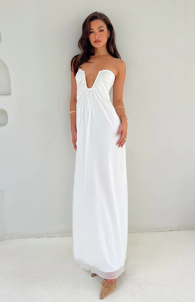 Braelyn White Strapless Maxi Dress | Beginning Boutique (US)