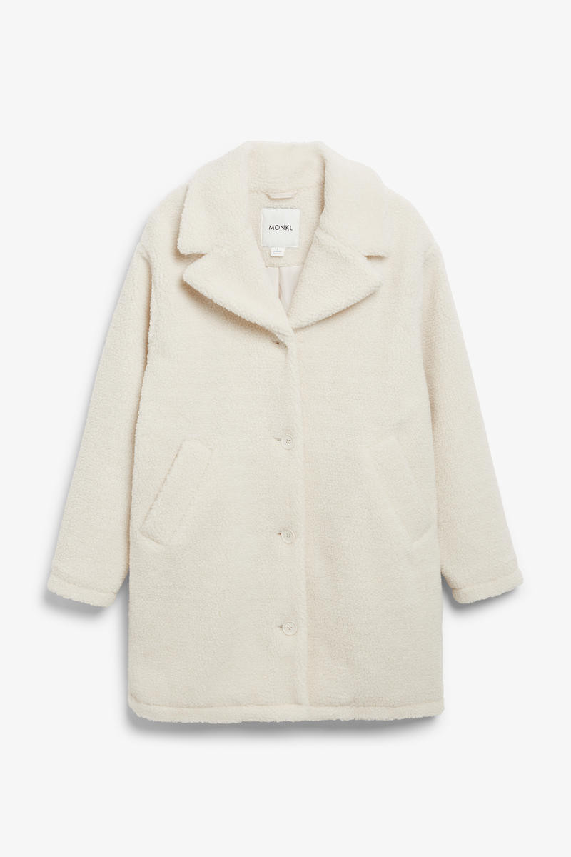 Oversized-Teddy-Mantel Mit Reverskragen - Weiß | Monki (DE)