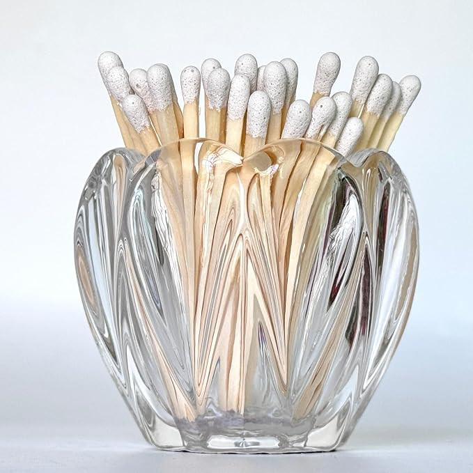 Glass Match Holder with Striker - 4“ Matches in a Jar for Bathroom Candle, or Fireplace - House... | Amazon (US)