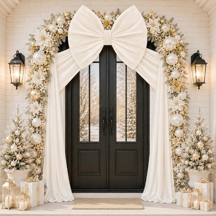 40 x 80 Inch Extra Large White Velvet Bow for Backdrop, Xmas Tree | Amazon (US)
