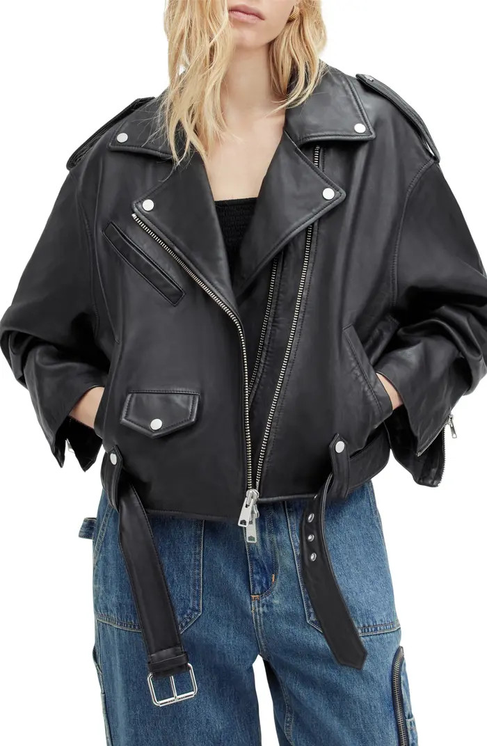 AllSaints Dayle Leather Biker Jacket | Nordstrom | Nordstrom