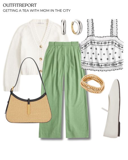 Linen green trousers croptop white cardigan white ballet flats and denellier handbag 

#LTKbag #LTKstyletip #LTKshoes