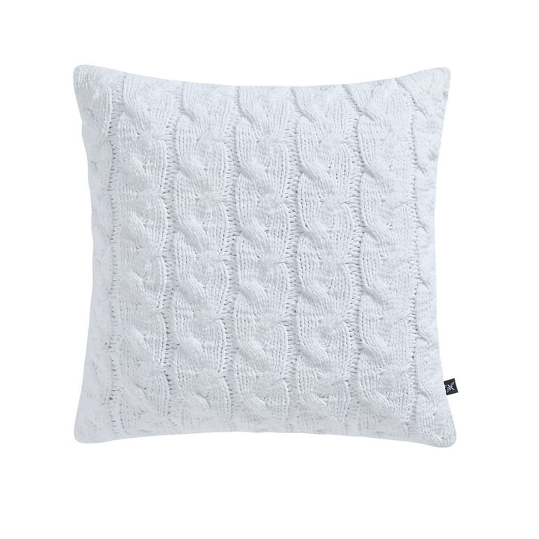 My Texas House Monte 20" x 20" Bright White Chenille Cable Knit Decorative Pillow - Walmart.com | Walmart (US)