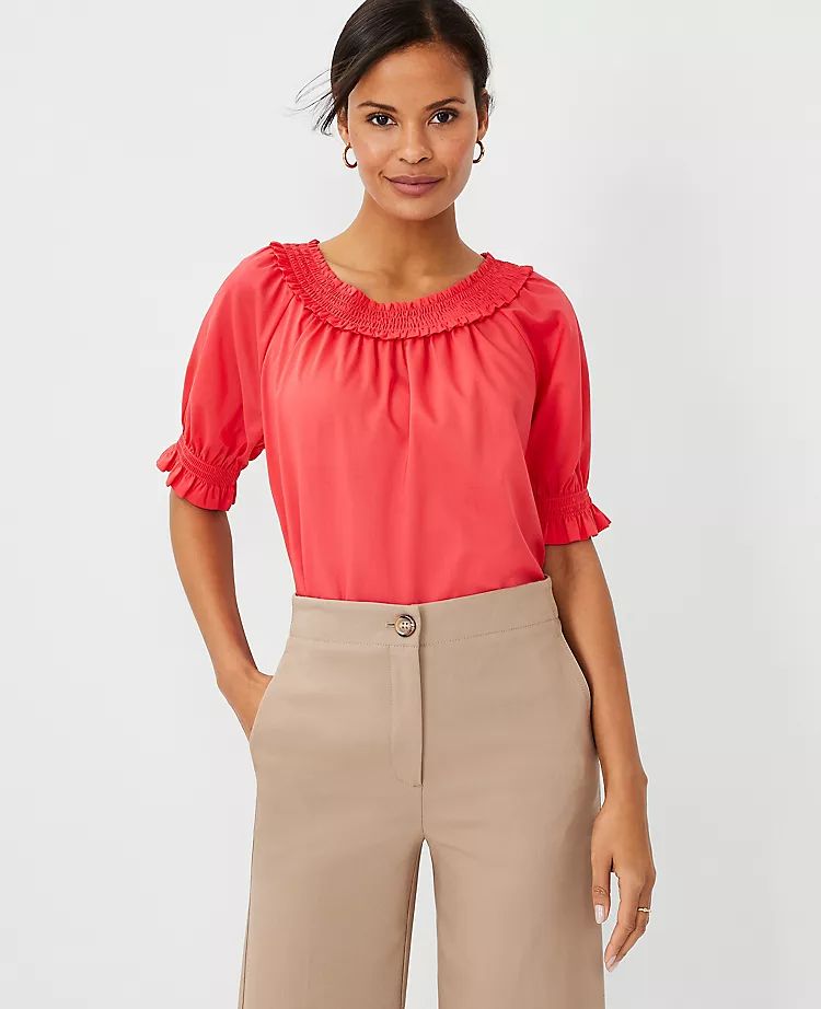 Smocked Neck Top | Ann Taylor | Ann Taylor (US)