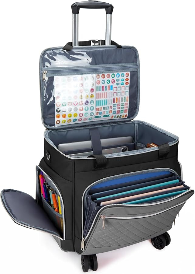 2025 Rolling Teacher Tote Bag with Accordion File Organizer | Amazon (US)