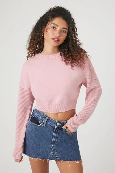 Cropped Ribbed-Trim Sweater | Forever 21 | Forever 21 (US)