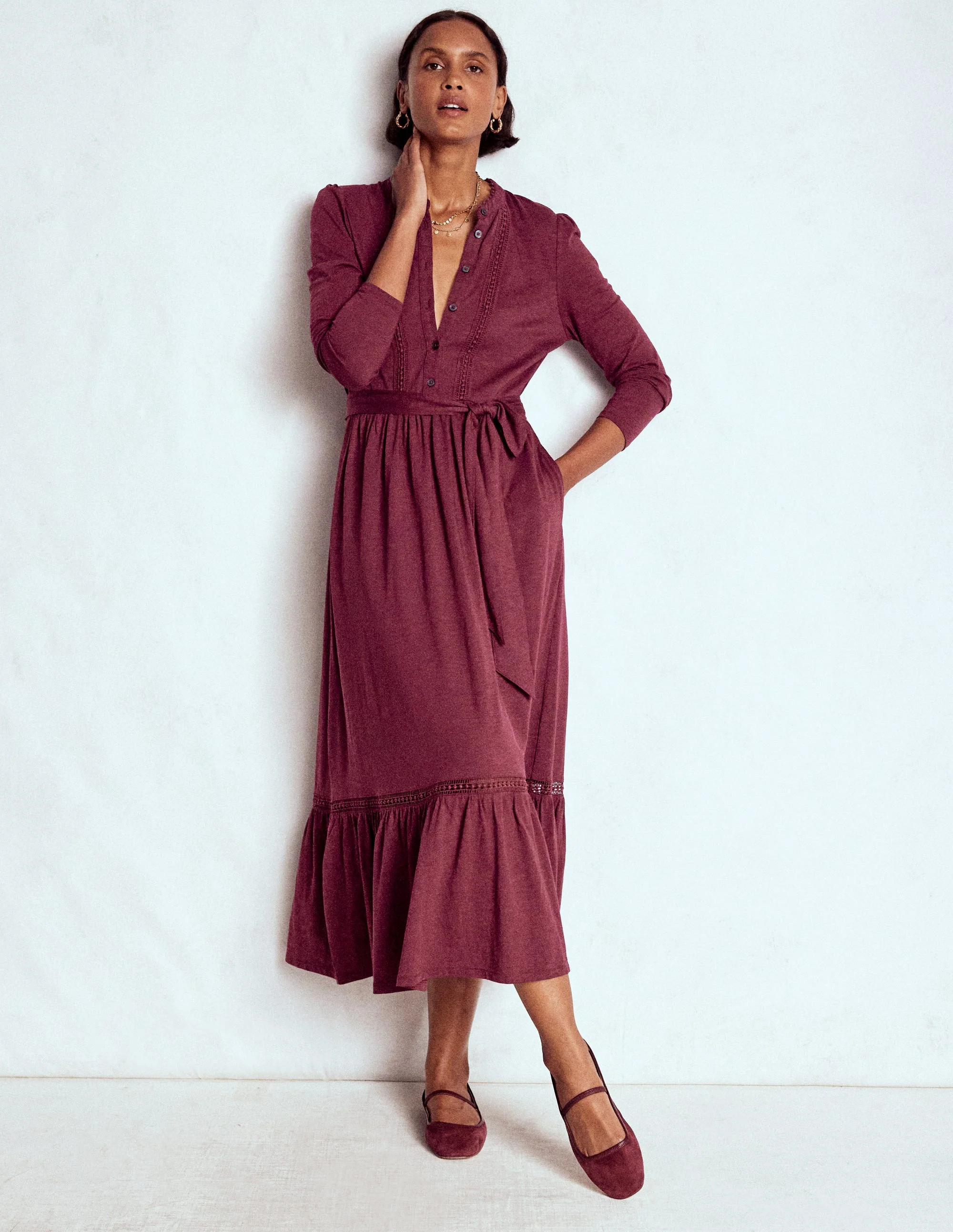 Edwina Jersey Shirt Dress-Deep Wisteria | Boden (US)