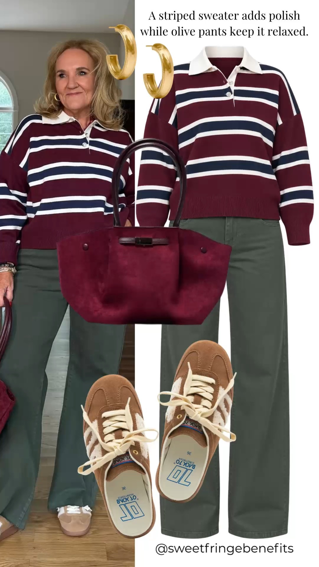Use code NANETTE15 and get 15% off your 1st order at Avara

I really like this burgundy and olive combination. I’m wearing a medium in the sweater and a size 29 in the jeans, and the sneakers make it feel a little more relaxed.

#LTKootd #LTKWorkwear #LTKOver40