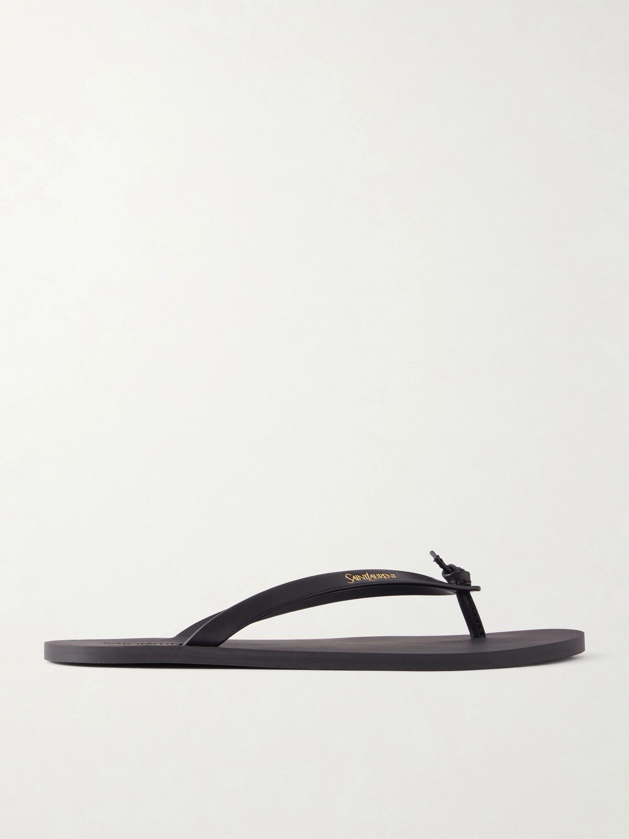 SAINT LAURENT - Pool Leather Flip-flops - Black | NET-A-PORTER (UK & EU)