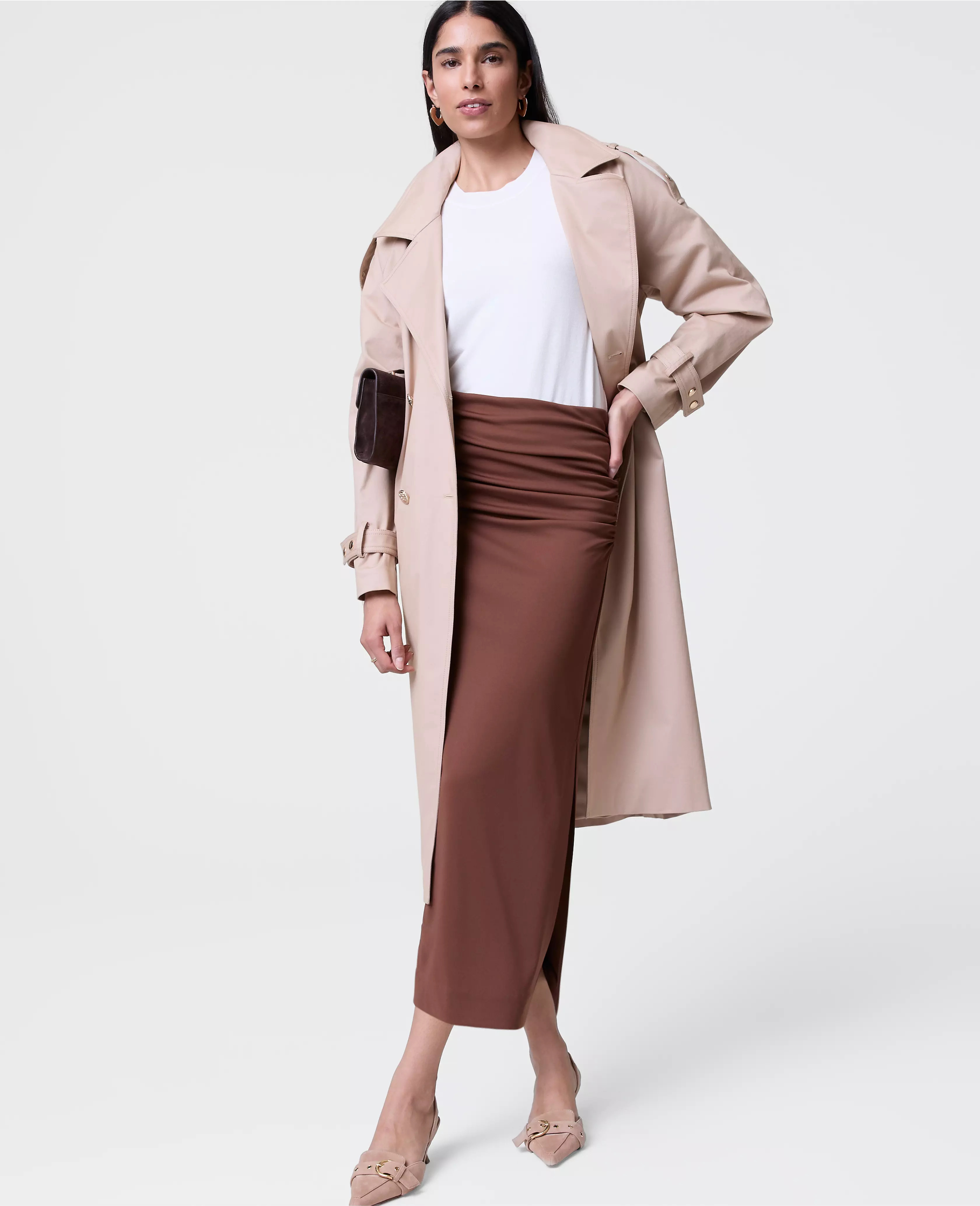 Ruched Knit Column Skirt | Ann Taylor