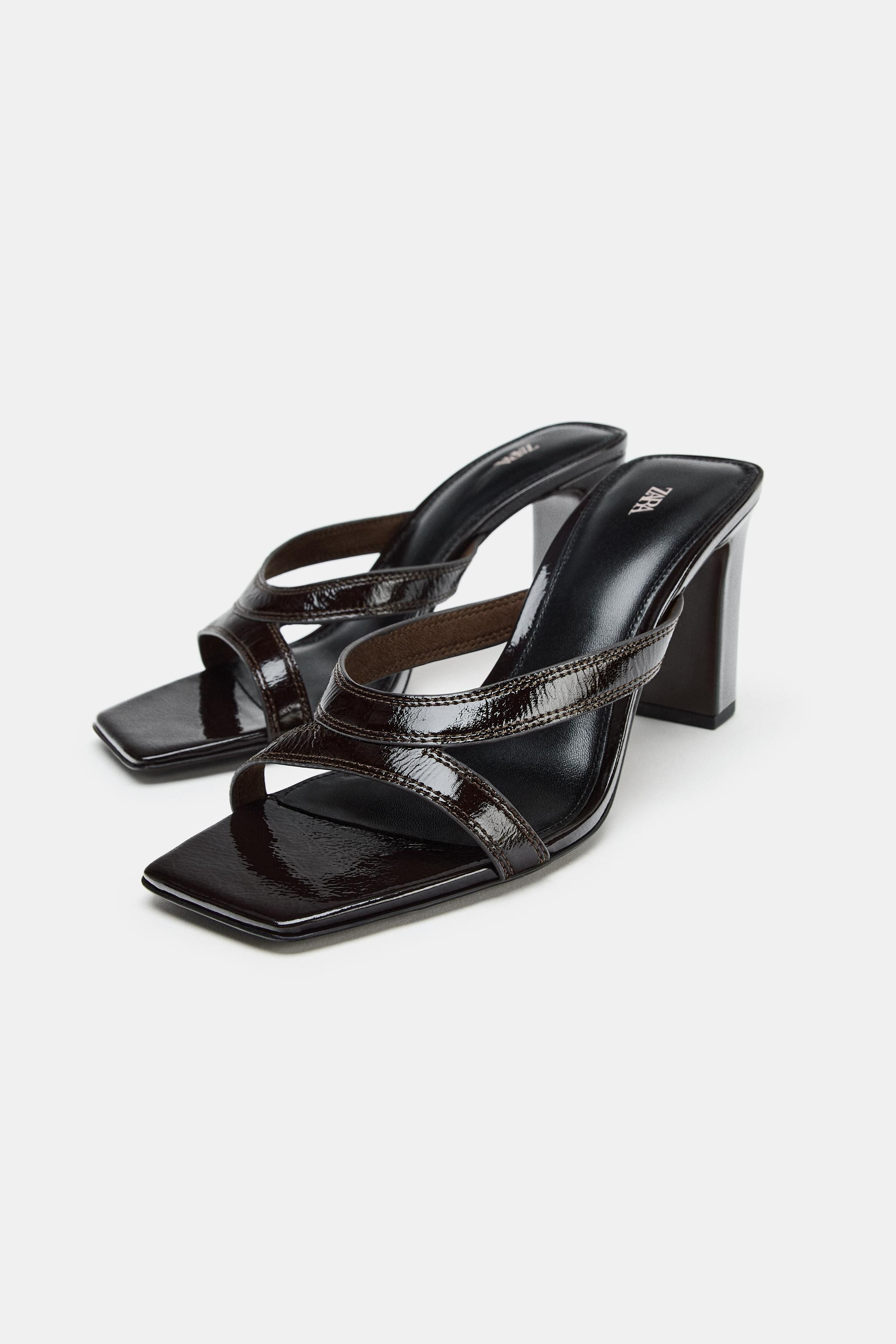 LEATHER HIGH-HEEL SANDALS WITH STRAPS | Zara UK