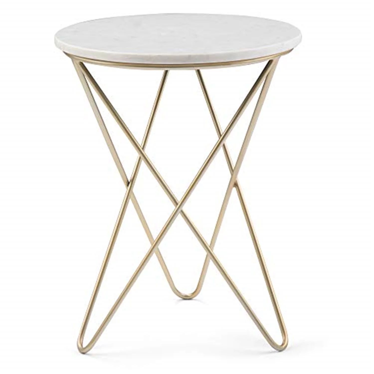 Simpli Home Gabon Modern Industrial 18 inch Wide Metal Accent Side Table in White, Gold | Walmart (US)