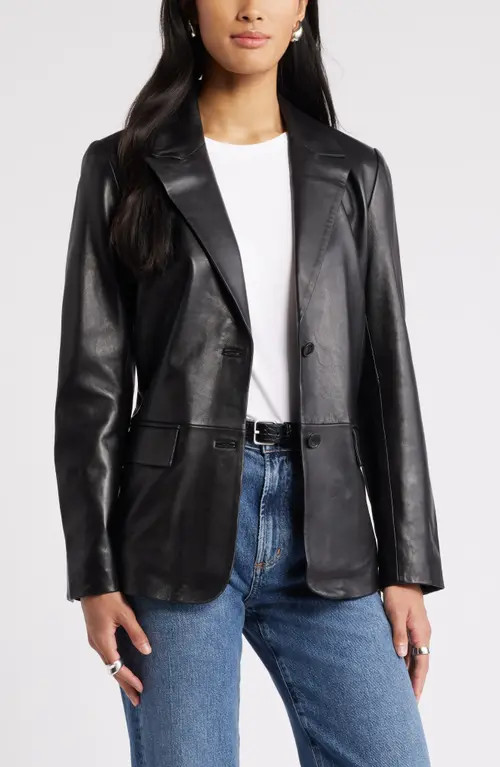 Nordstrom Leather Blazer in Black at Nordstrom, Size Small | Nordstrom