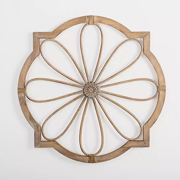 Wood and Rattan Flower Wall Plaque | Kirkland's Home