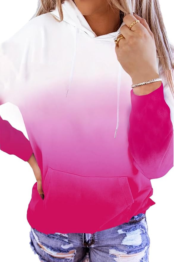 HVEPUO Womens Hoodies Fall Long Sleeve Drawstring Pullover Tops With Pockets Girls' Fashion Loose... | Amazon (US)