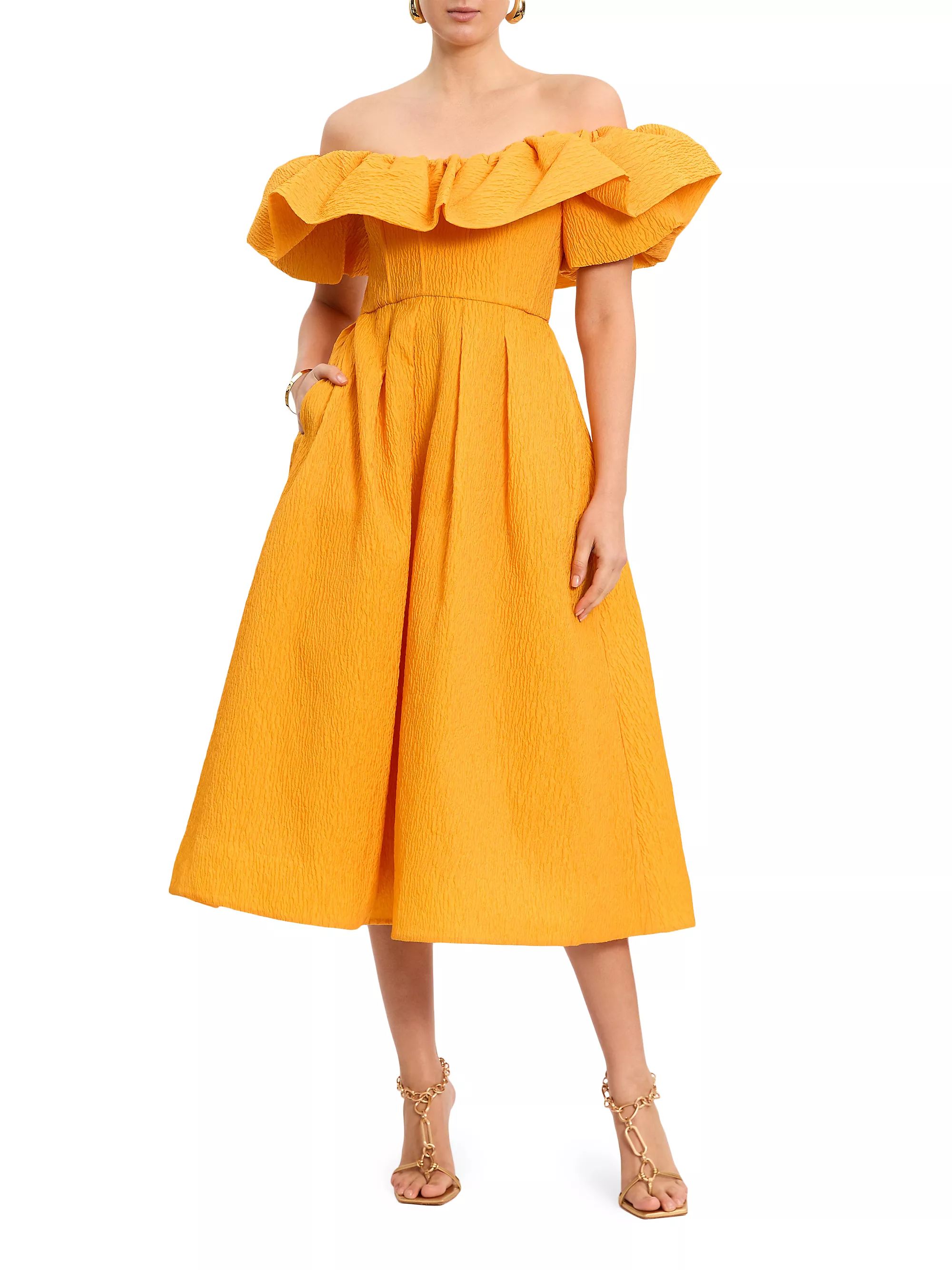 Aurora Ruffled Midi-Dress | Saks Fifth Avenue