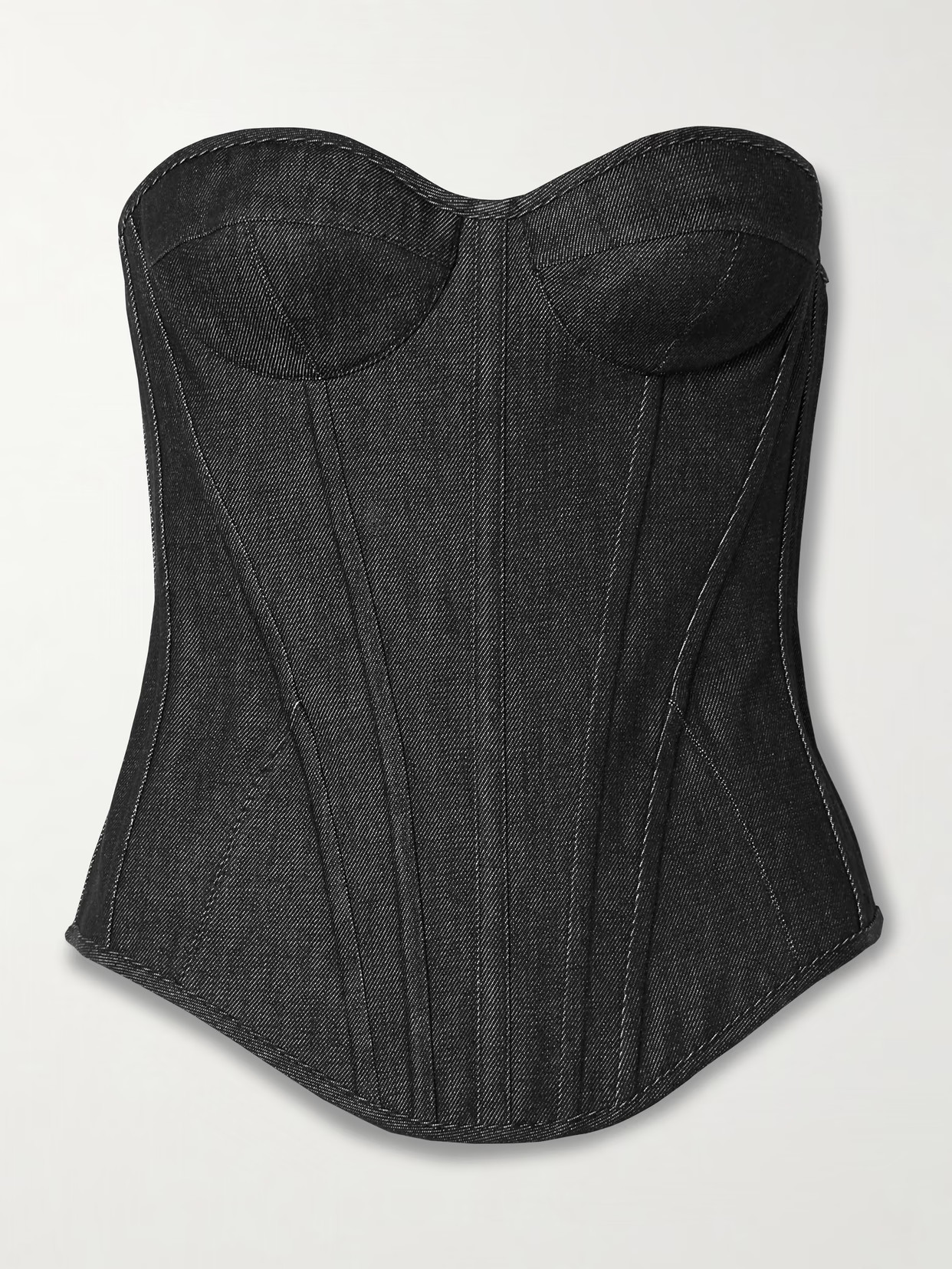 ROSAMOSARIO - Strapless Denim Bustier Top - Black | NET-A-PORTER (US)