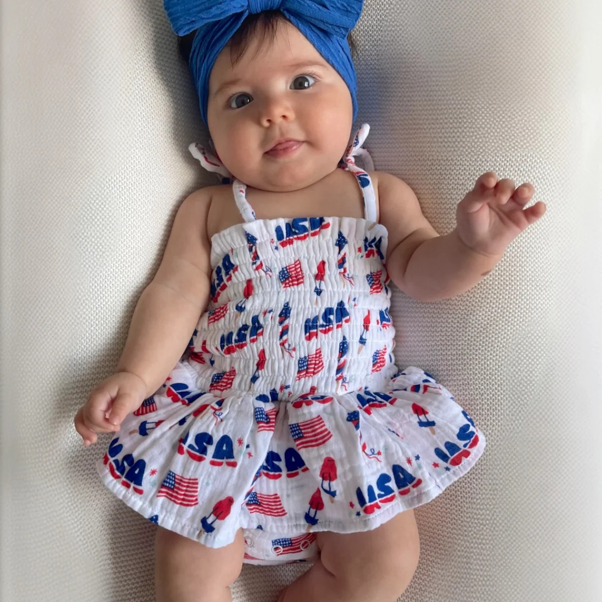 Muslin Smocked Bubble w/ Skirt, 4th of July | SpearmintLOVE