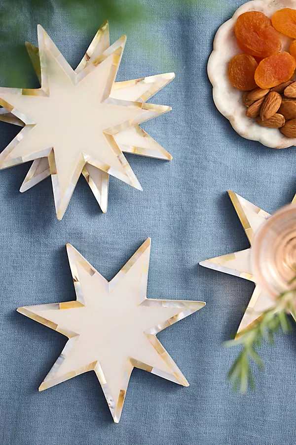 Abalone + Marble Star Coasters, Set of 4 | Anthropologie (US)