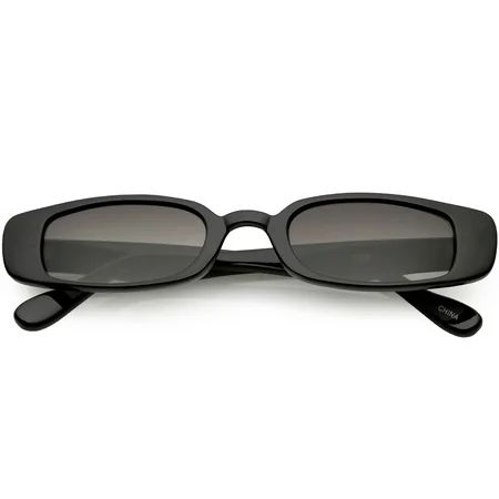 Extreme Thin Small Rectangle Sunglasses Neutral Colored Lens 49mm (Black / Lavender) | Walmart (US)