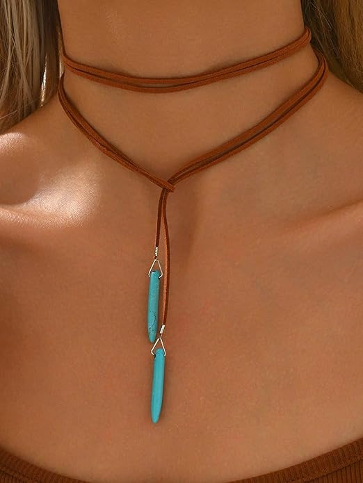 Bohemian Adjustable Geometric Turquoise Collar | Amazon (US)