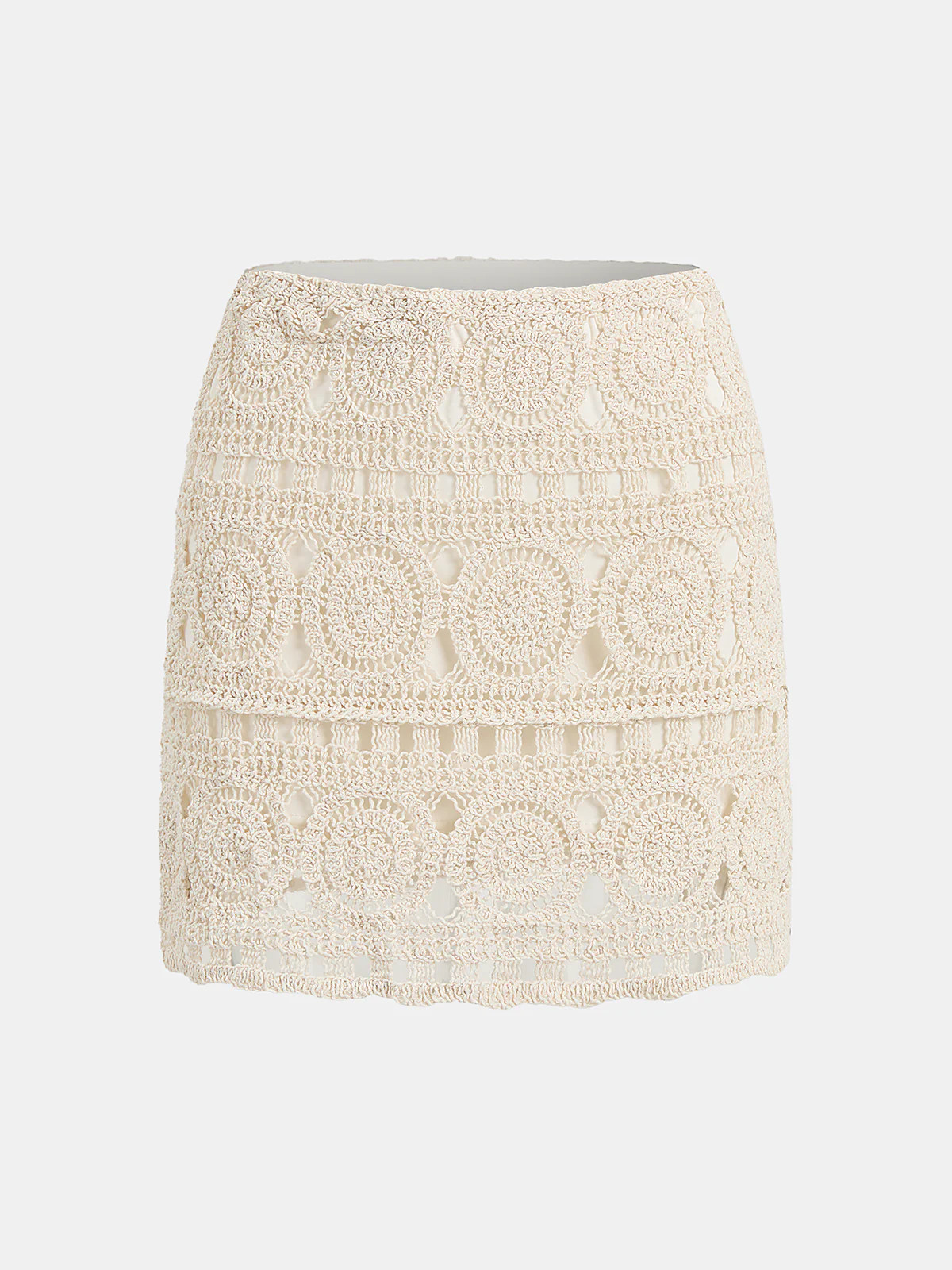 Circle Pattern Crochet Mini Skirt | Commense