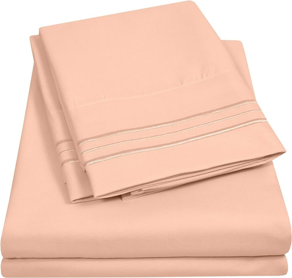 1500 Supreme Collection King Sheet Sets Peach - Luxury Hotel Bed Sheets and Pillowcase Set for Ki... | Amazon (US)