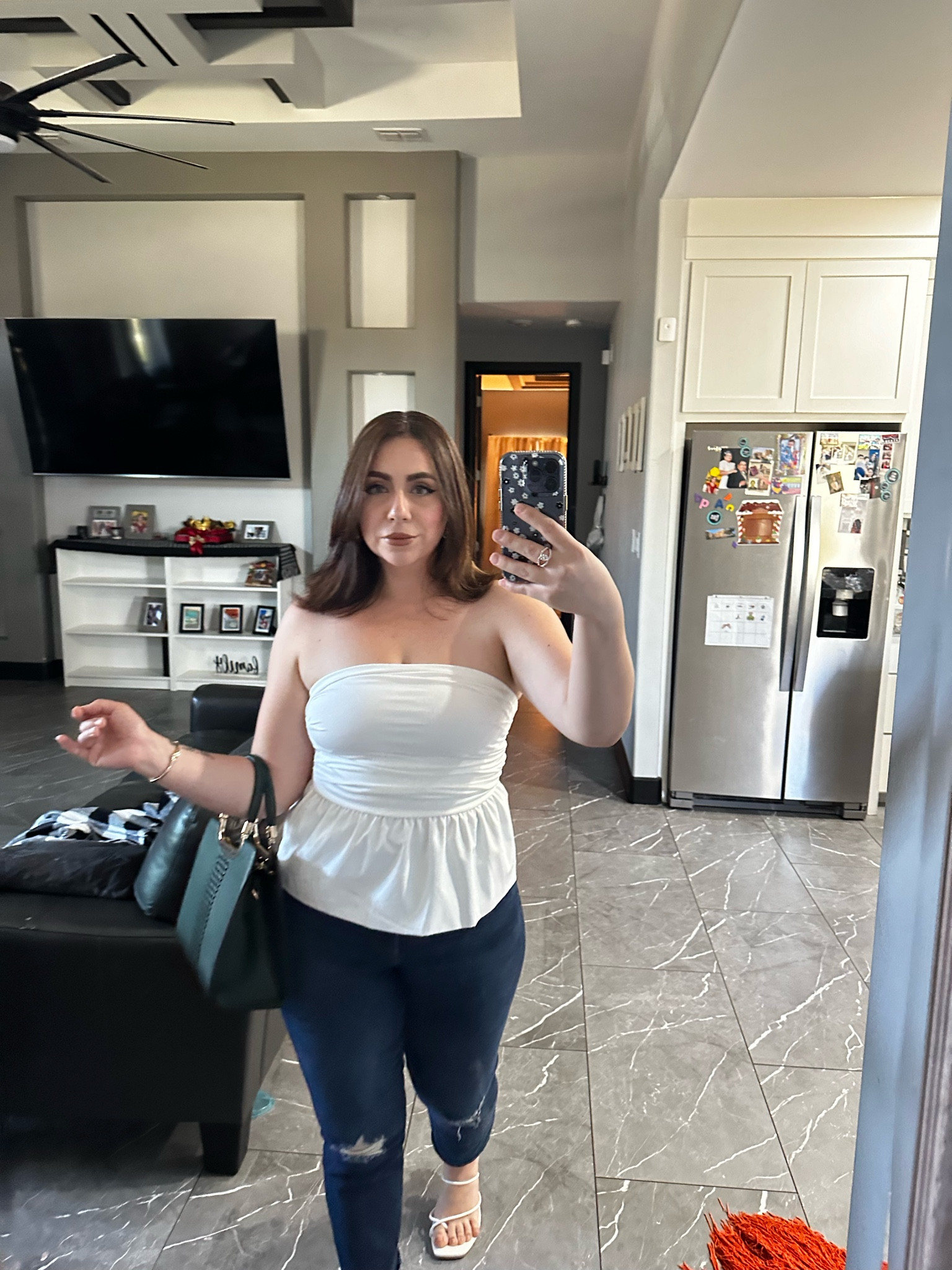 White strapless peplum top 🤍

#LTKmidsize #LTKstyletip #LTKfindsunder50