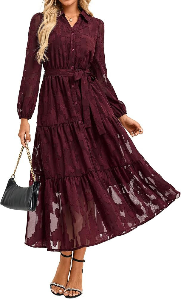 GRACE KARIN Womens Long Sleeve Floral Maxi Dress | Amazon (US)