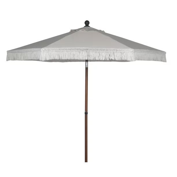 Better Homes & Gardens Ventura 7.5’ Fringe Push-Up & Tilt Patio Umbrella, with Faux Wood Pole | Walmart (US)